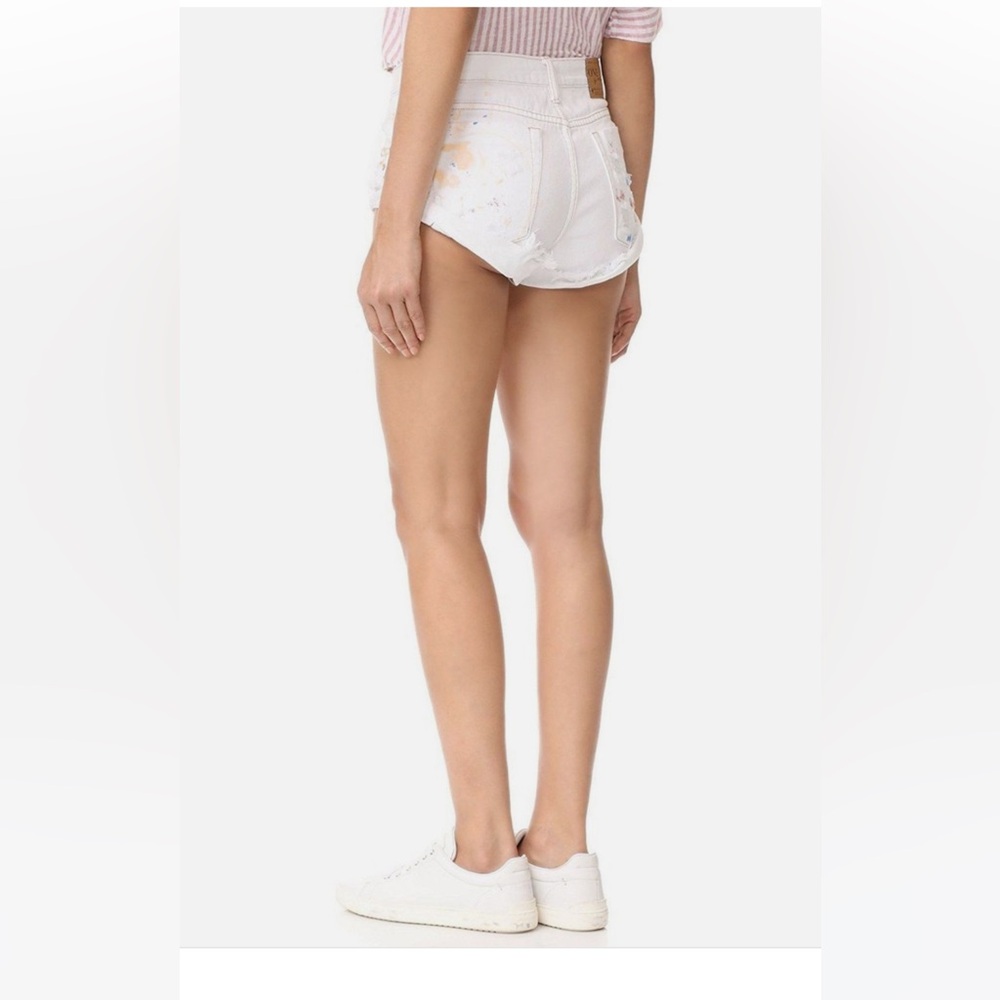 One Teaspoon Cocoa Cash Bandits White Painted  Jean Shorts - Picture 3 of 16